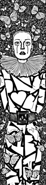 Free colorable bookmarks of a sad clown